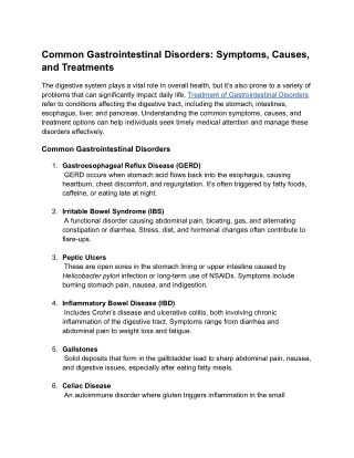 Common Gastrointestinal Disorders_ Symptoms, Causes, and Treatments