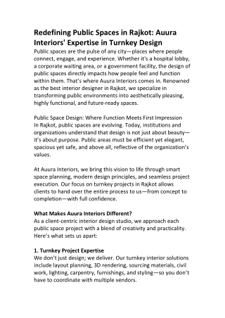 Professional Public Interior Design in Rajkot by Auura