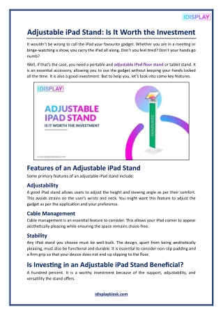 Adjustable iPad Stand - Is It Worth the Investment