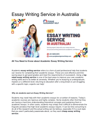 Essay Writing Service in Australia