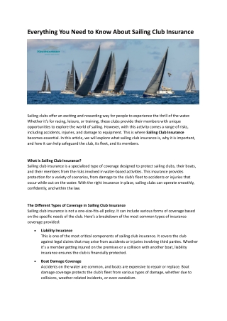 Everything You Need to Know About Sailing Club Insurance