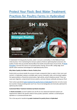 Protect Your Flock: Best Water Treatment Practices for Poultry Farms
