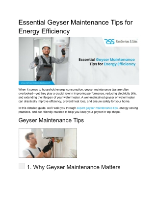Essential Geyser Maintenance Tips for Energy Efficiency