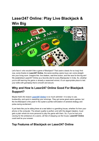 Laser247 Online_ Play Live Blackjack & Win Big