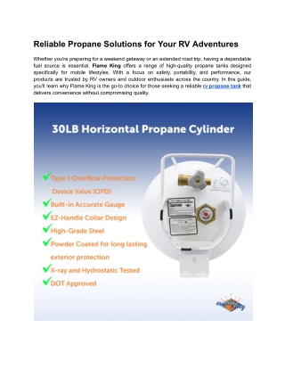 Reliable Propane Solutions for Your RV Adventures