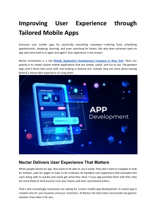 Improving User Experience through Tailored Mobile Apps
