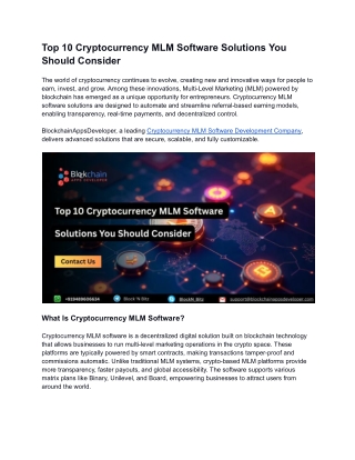 top 10 cryptocurrency mlm software solutions you should consider