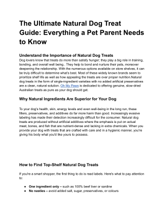 The Ultimate Natural Dog Treat Guide: Everything a Pet Parent Needs to Know