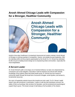 Compassionate Leadership in Action: The Anosh Ahmed Model