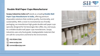 Double Wall Paper Cups Manufacturer