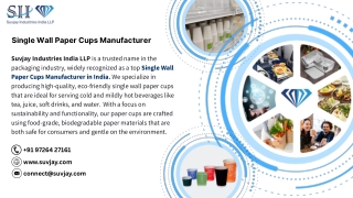 Single Wall Paper Cups Manufacturer