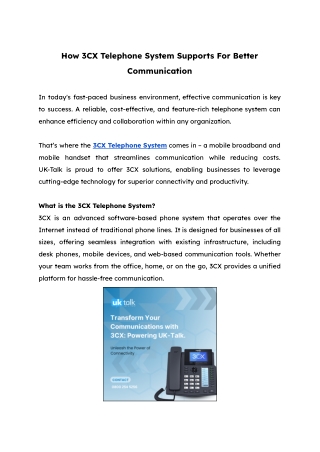 How 3CX Telephone System Supports For Better Communication