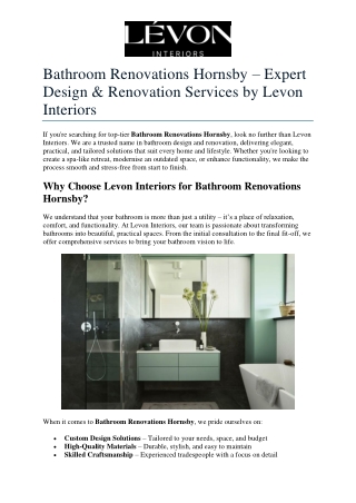 Bathroom Renovations Hornsby