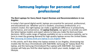 Samsung laptops for personal and professional
