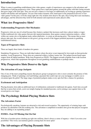 Why Progressive Slots Are Worth the Spin