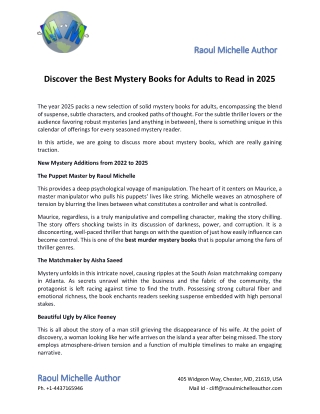 Discover the Best Mystery Books for Adults to Read in 2025