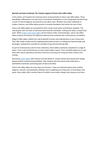 Warmth and Style Combined- The Timeless Appeal of Classic Oak Coffee Tables - 02