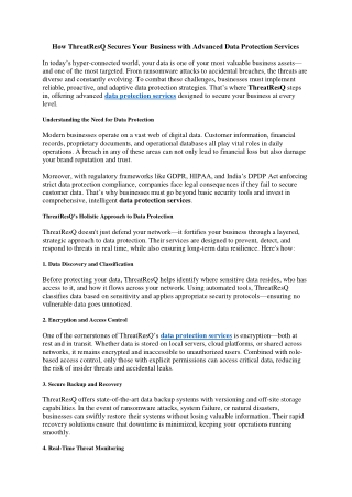 How ThreatResQ Secures Your Business with Advanced Data Protection Services