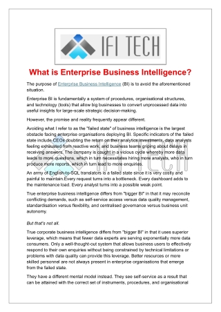 What is Enterprise Business Intelligence