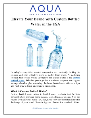 Elevate Your Brand with Custom Bottled Water in the USA
