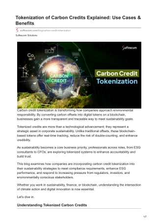 What Is Carbon Credit Tokenization? A Beginner’s Guide