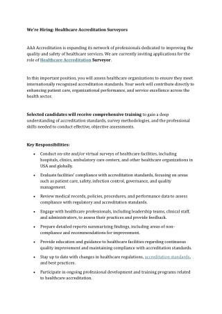 We’re Hiring Healthcare Accreditation Surveyors
