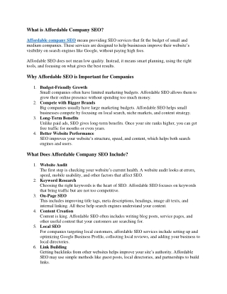 Affordable company SEO