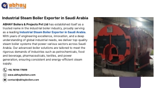 Industrial Steam Boiler Exporter in Saudi Arabia
