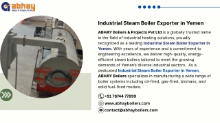 Industrial Steam Boiler Exporter in Yemen