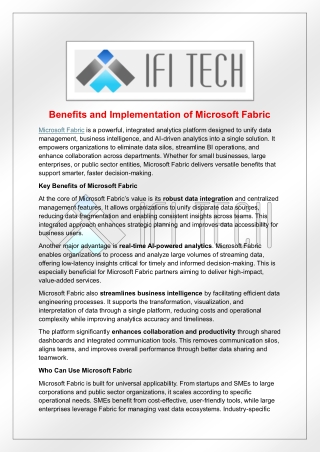 Benefits and Implementation of Microsoft Fabric