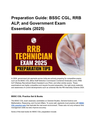 Preparation Guide_ BSSC CGL, RRB ALP, and Government Exam Essentials (2025)