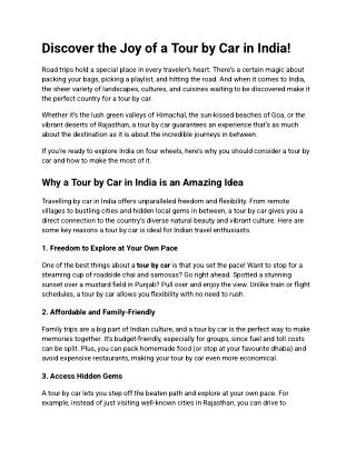 Explore India with Freedom | Tour By Car