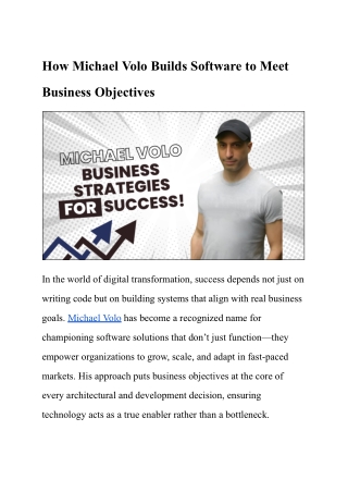 How Michael Volo Designs Software for Business Success