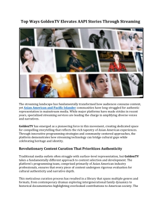 Top Ways GoldenTV Elevates AAPI Stories Through Streaming