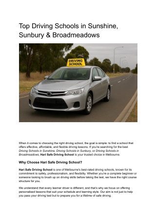 Top Driving Schools in Sunshine, Sunbury & Broadmeadows (1)
