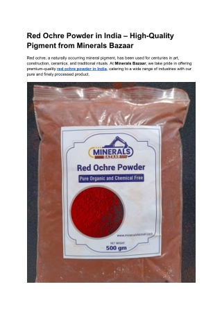 Red Ochre Powder in India
