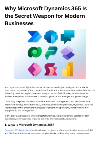 Why Microsoft Dynamics 365 Is the Secret Weapon for Modern Businesses