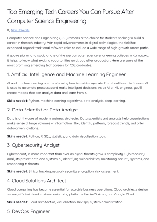 Top Emerging Tech Careers You Can Pursue After Computer Science Engineering