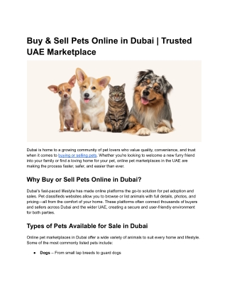 Buy & Sell Pets Online in Dubai _ Trusted UAE Marketplace