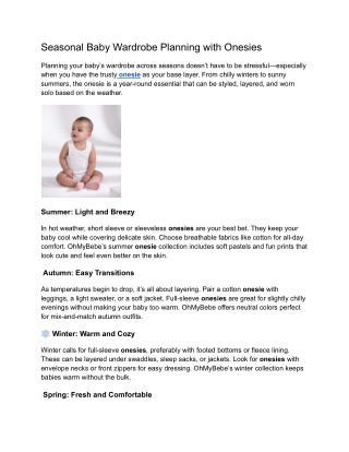 Seasonal Baby Wardrobe Planning with Onesies
