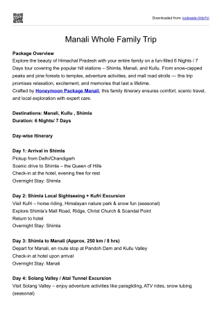 Manali Whole Family Trip