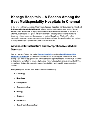 Kanaga Hospitals – A Beacon Among the Best Multispeciality Hospitals in Chennai (1)