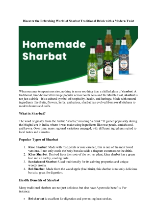 Refreshing and Traditional The 5 Best Sharbats