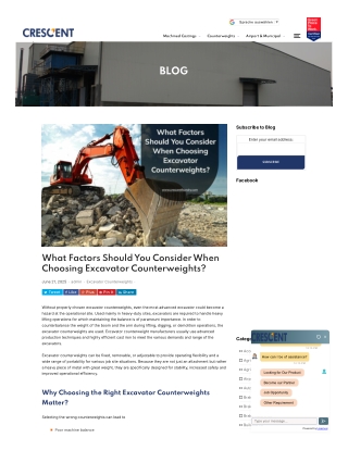 What Factors Should You Consider When Choosing Excavator Counterweights