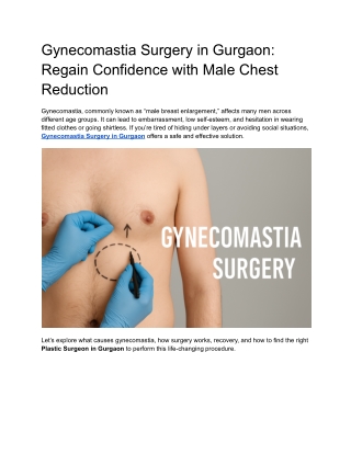 Gynecomastia Surgery in Gurgaon