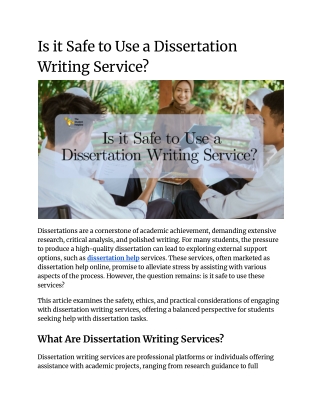 Is it Safe to Use a Dissertation Writing Service