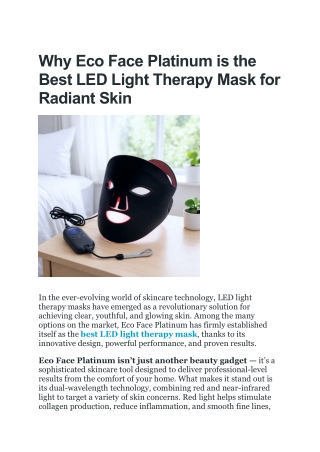 Discover the Best LED Light Therapy Mask with Eco Face Platinum Technology