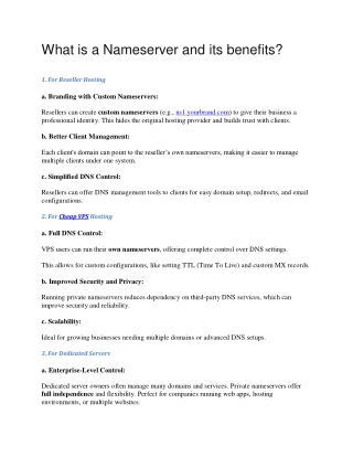 What is a Nameserver and its benefits?