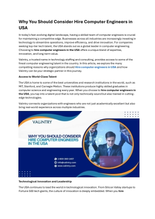 Why You Should Consider Hire Computer Engineers in USA