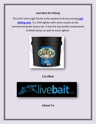 Cast Fishing Nets, livebait